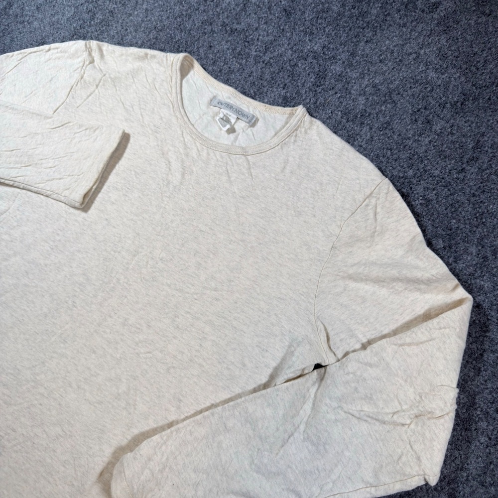Outerknown Big Heavy Tee Shirt Mens Medium Beige Long Sleeve Crewneck T-Shirt